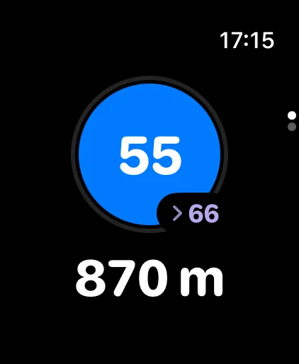Apple Watch showing next knooppunt and distance
